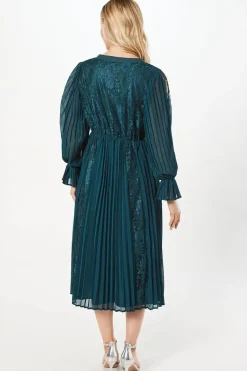 Lace Detail Midi Wrap Dress