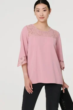 Lace Detail 3/4 Sleeve Blouse