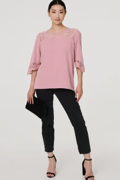 Lace Detail 3/4 Sleeve Blouse