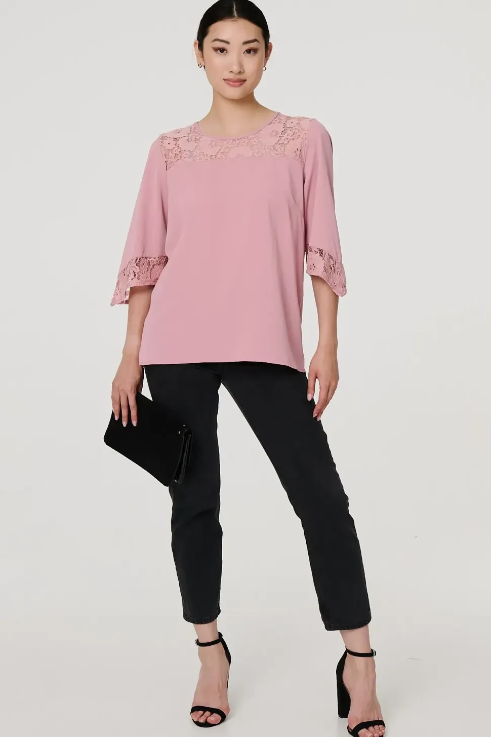 Lace Detail 3/4 Sleeve Blouse