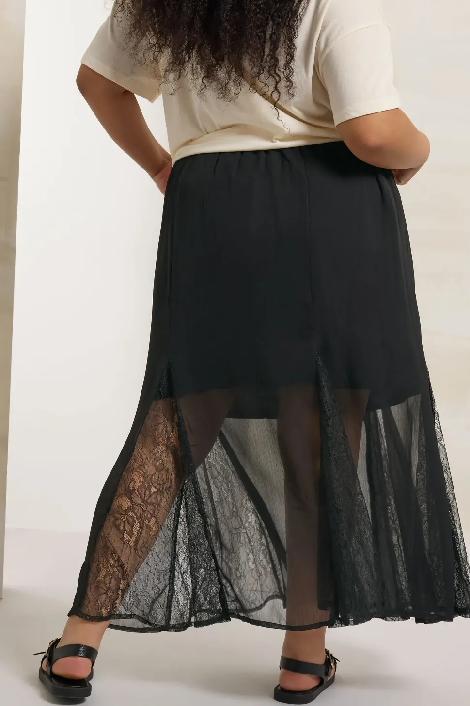 Lace Godet Maxi Skirt