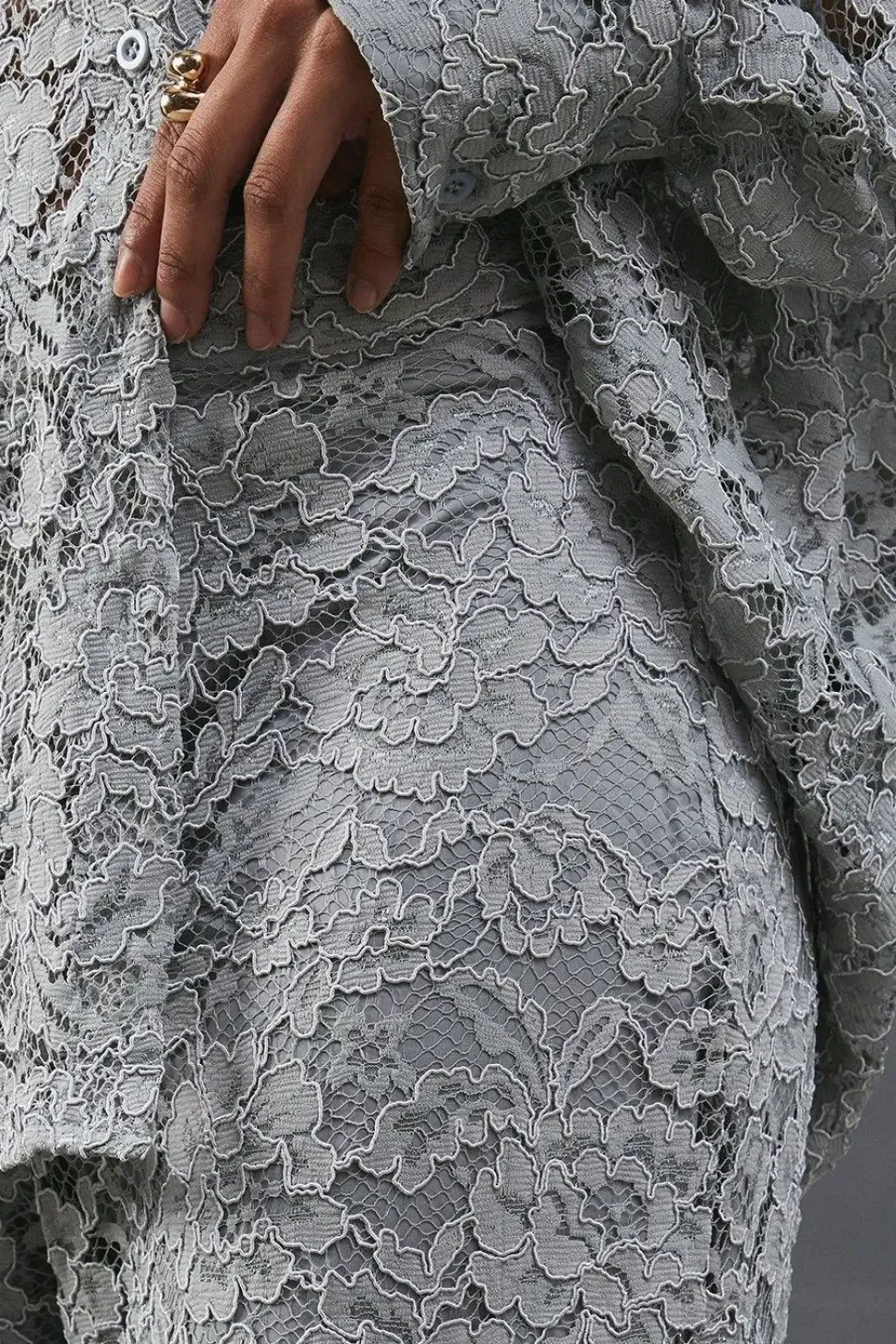 Lace High Waist Straight Leg Trouser