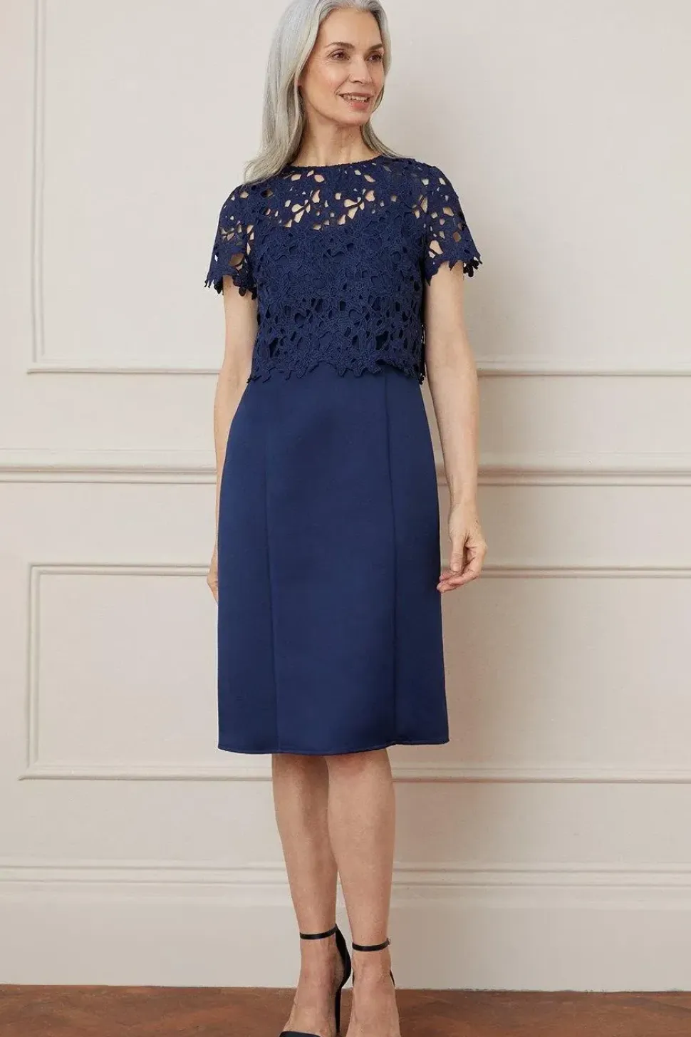 Lace 2 In 1 Overlay Shift Dress
