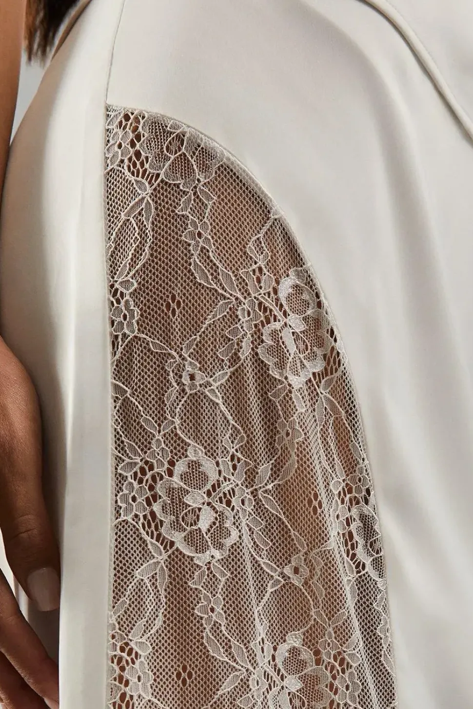 Lace Insert Column High Waist Maxi Skirt