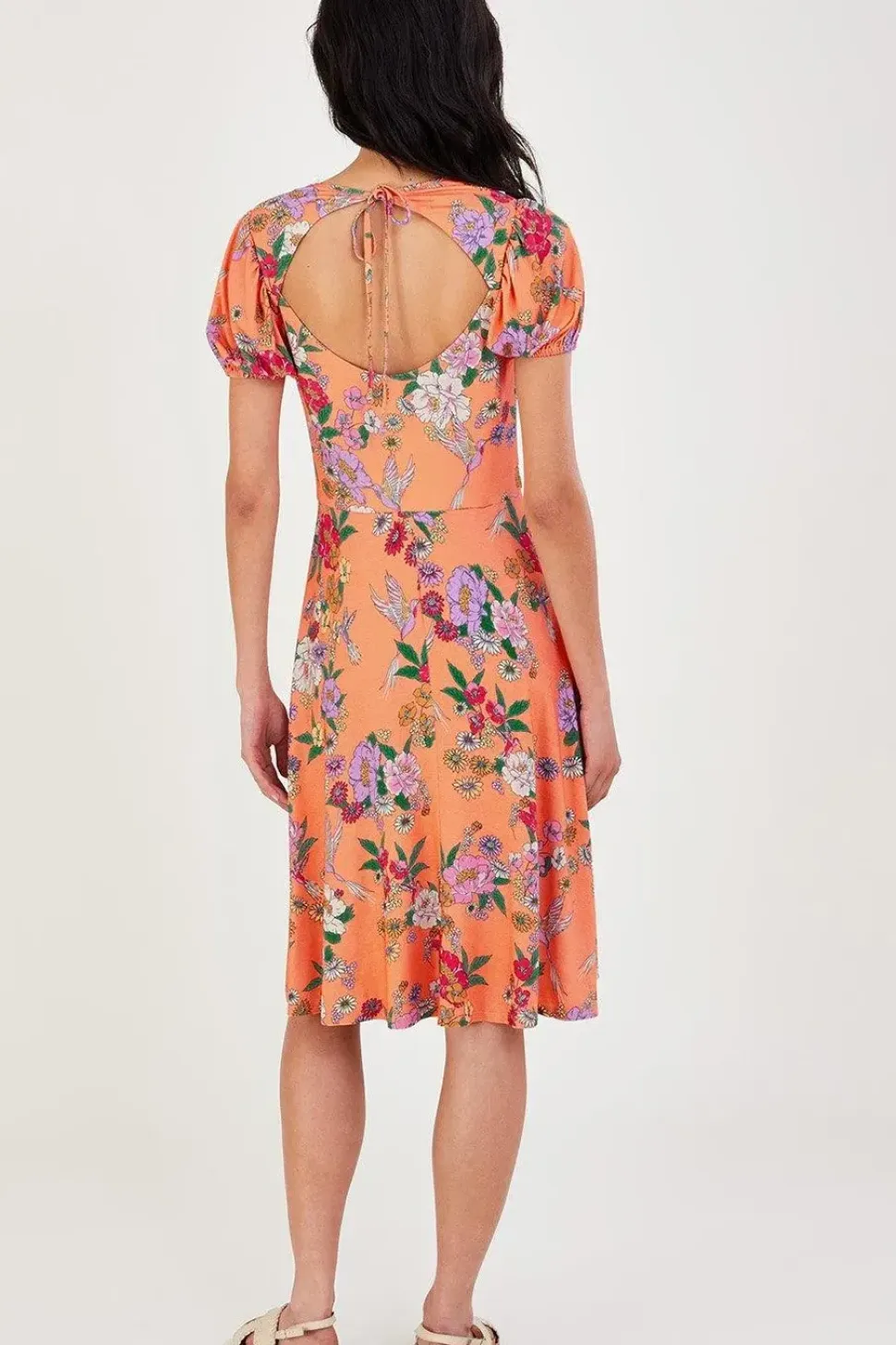 Lace Insert Floral Jersey Dress