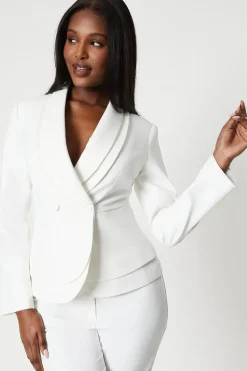 Lace Insert Peplum Blazer