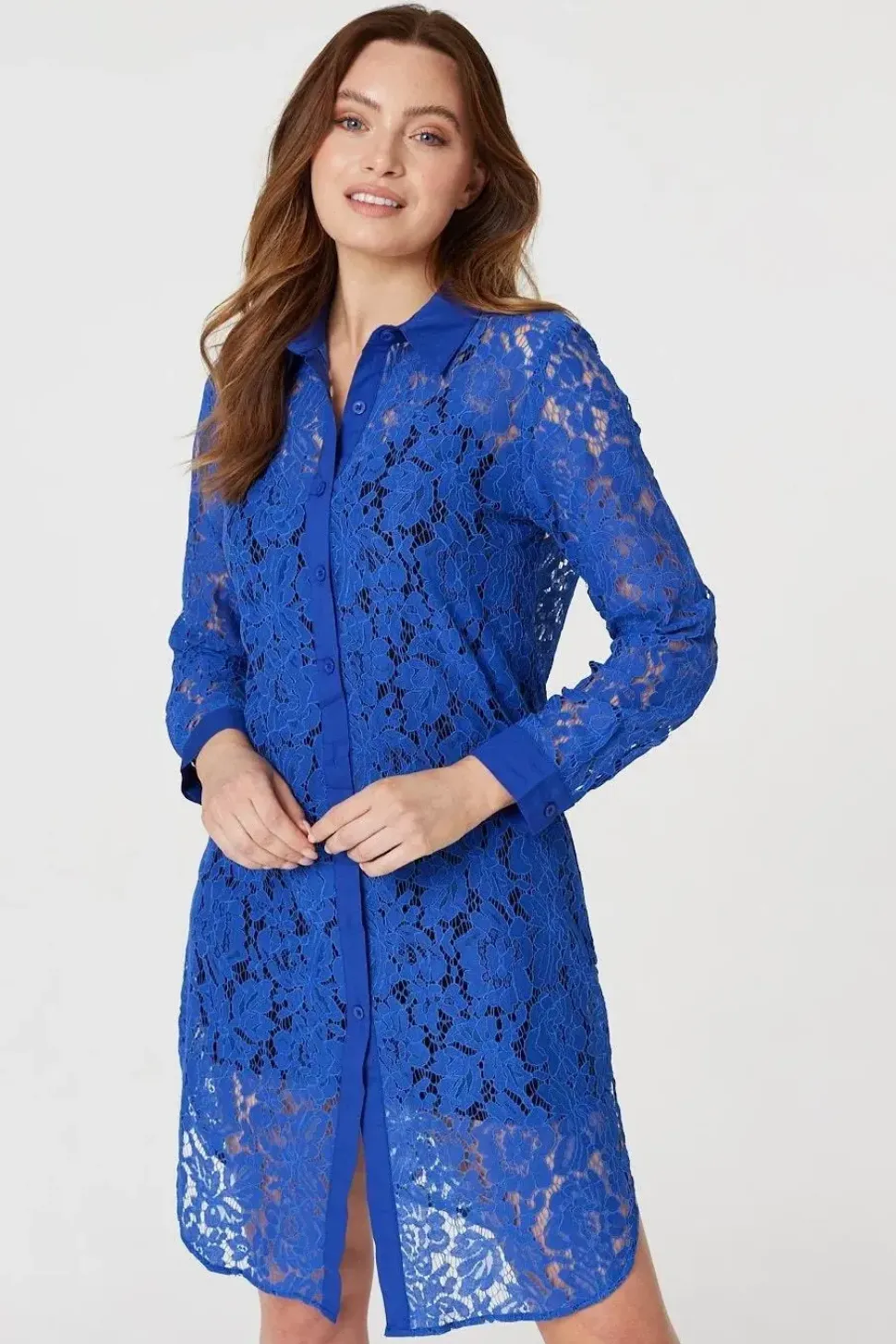 Lace Longline Shirt Dress