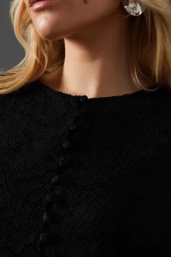 Lace Long Sleeve Button Down Crop Top