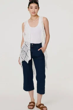 Lace Open Front High Low Cardigan