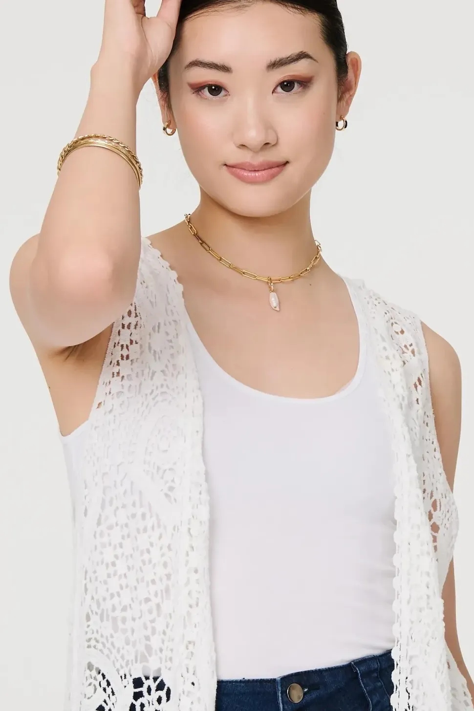 Lace Open Front High Low Cardigan