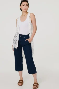 Lace Open Front High Low Cardigan