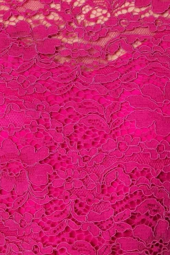 Lace Overlay Pleated Midi Dress