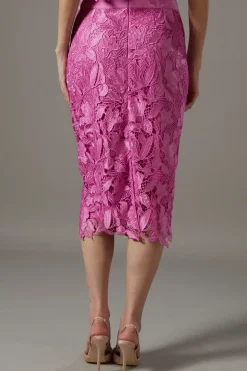 Lace Pearl Button Pencil Skirt