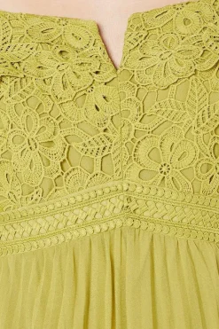 Lace Pleated Midi Wedding Guest Dress