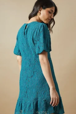 Lace Puff Sleeve Mini Dress
