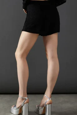 Lace Scallop Hem High Waisted Short