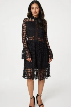 Lace Semi Sheer Skater Dress