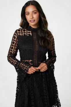 Lace Semi Sheer Skater Dress
