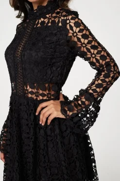Lace Semi Sheer Skater Dress