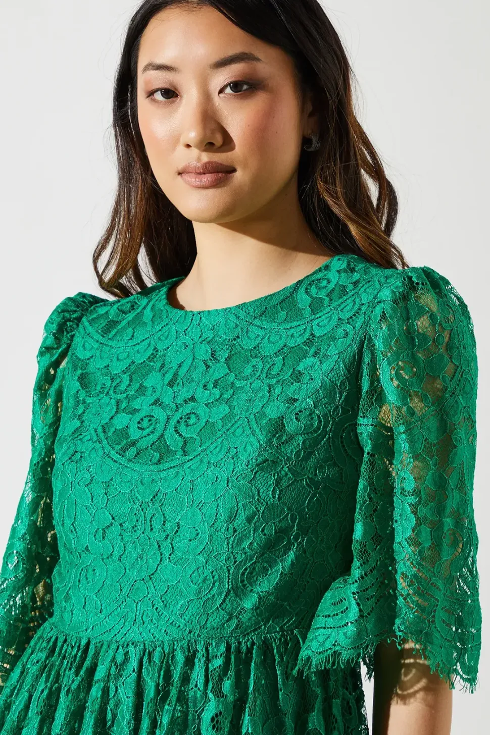 Lace Short Sleeve Midi Dress