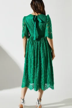 Lace Short Sleeve Midi Dress