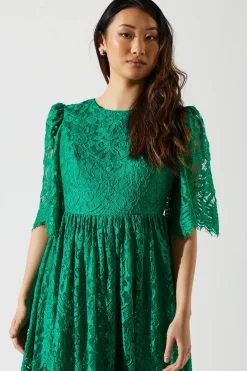 Lace Short Sleeve Midi Dress