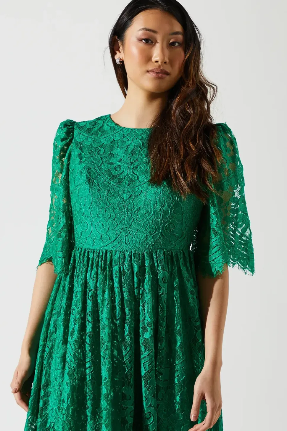 Lace Short Sleeve Midi Dress
