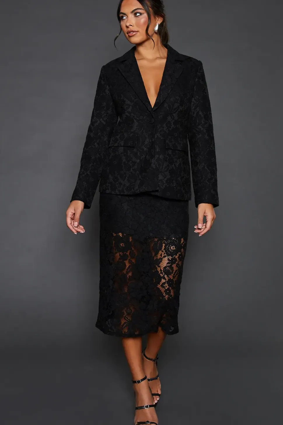 Lace Single Breasted Blazer