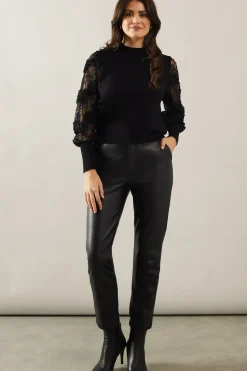 Lace Sleeve High Neck Jumper