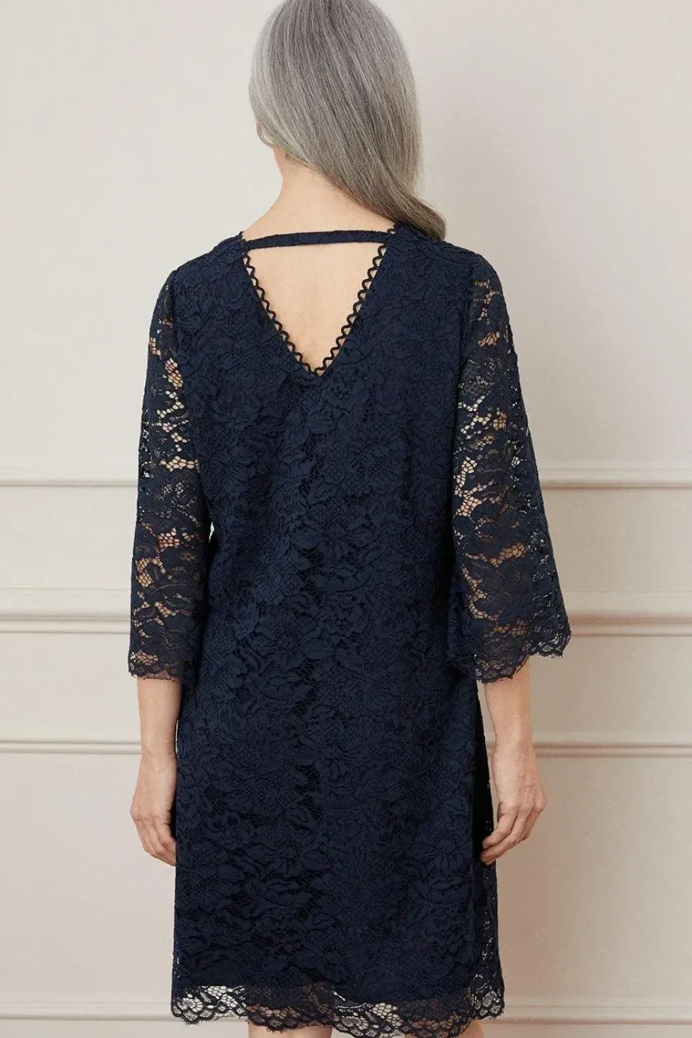 Lace 3/4 Sleeve Shift Dress