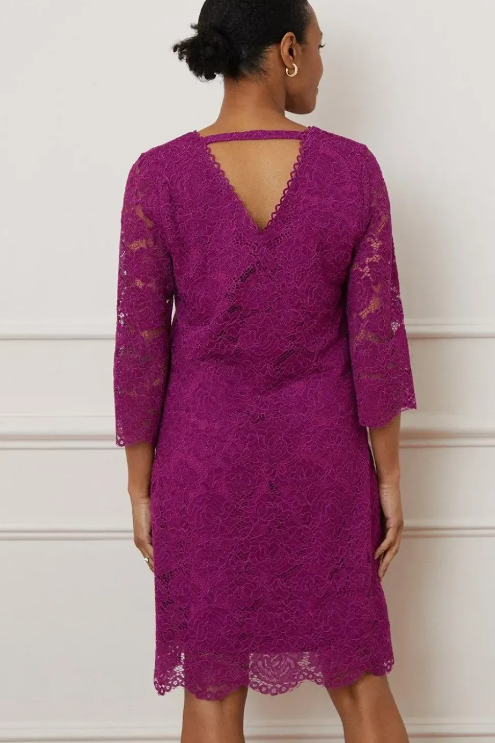 Lace 3/4 Sleeve Shift Dress