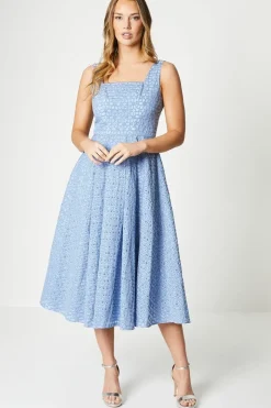 Lace Square Neck Midi Dress