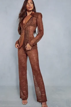 Lace Structured Satin Trim Blazer