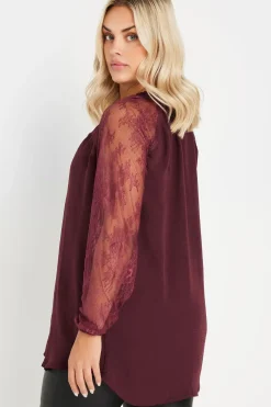 Lace Sweetheart Tie Neck Blouse