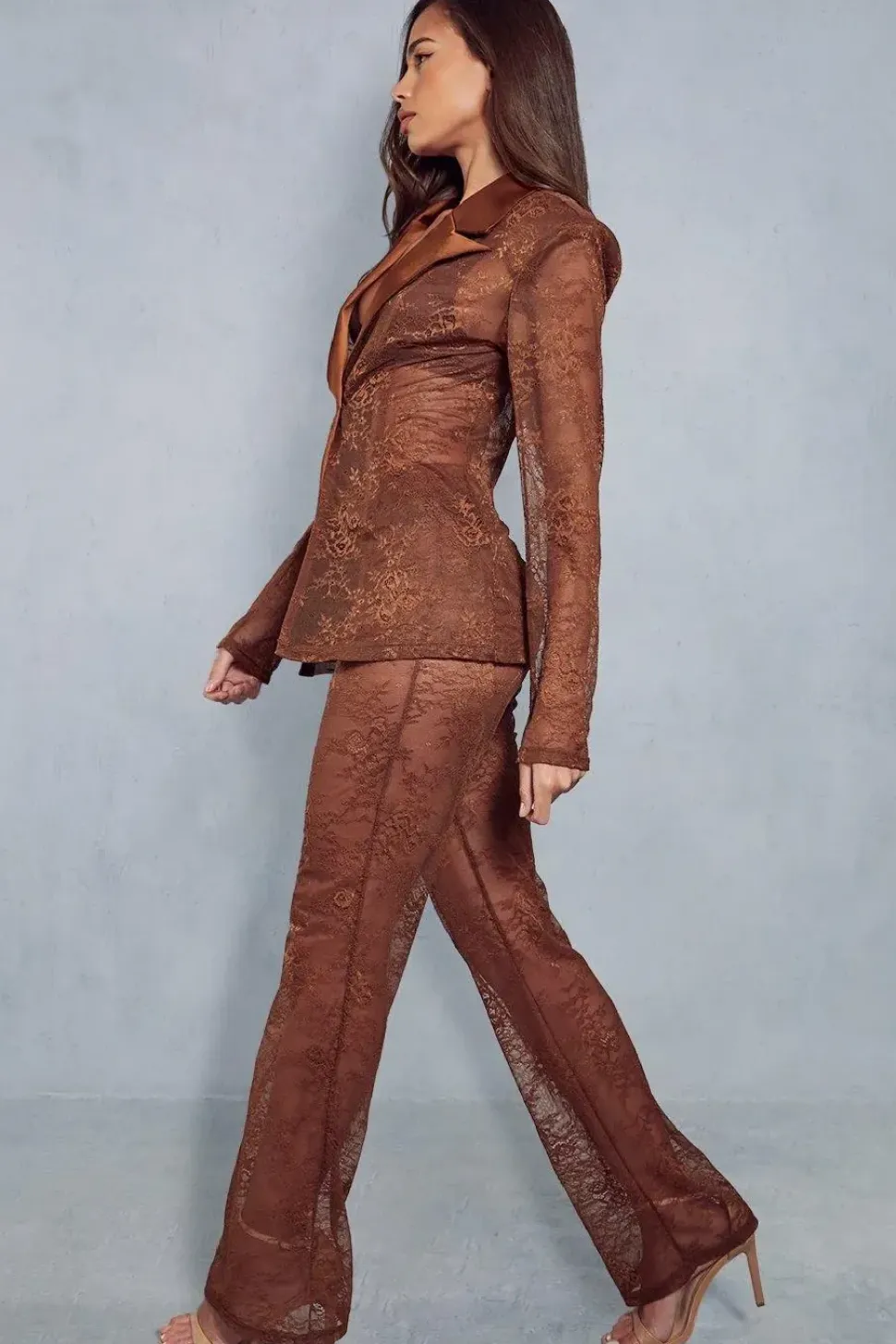 Lace Tailored Flared Trousers