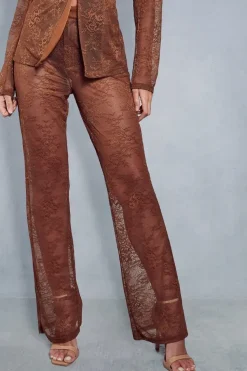 Lace Tailored Flared Trousers
