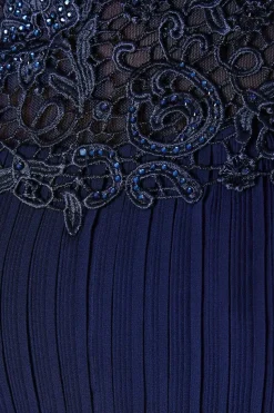 Lace Top Pleated Skirt Midi Dress