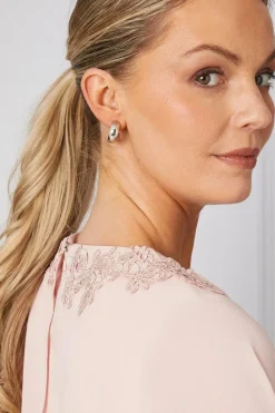 Lace Trim Cape Detail Pencil Dress