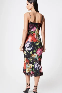 Lace Trim Floral Print Slip Dress Co-ord