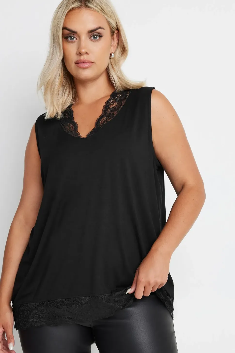 Lace Trim Keyhole Swing Vest Top