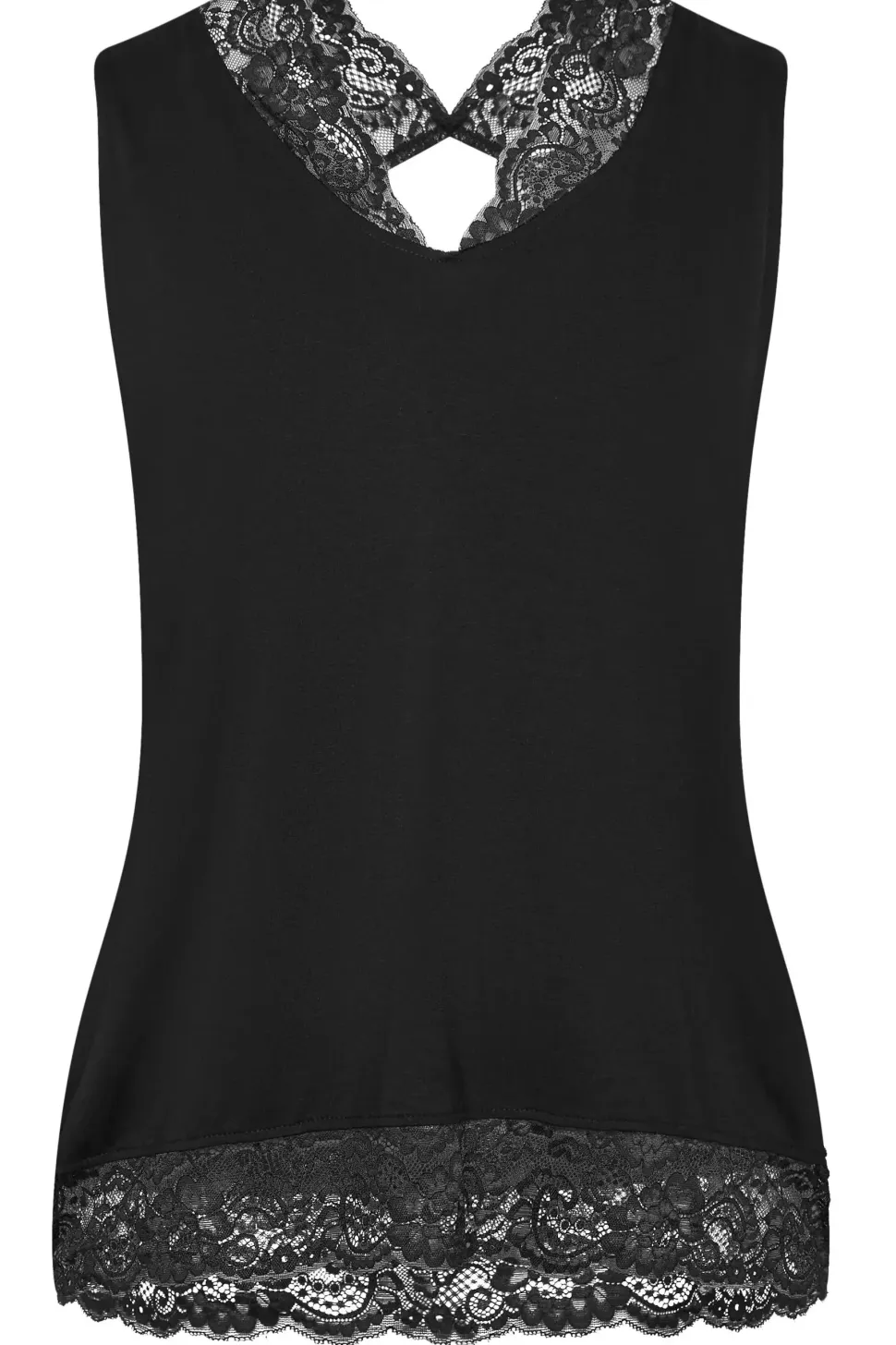Lace Trim Keyhole Swing Vest Top