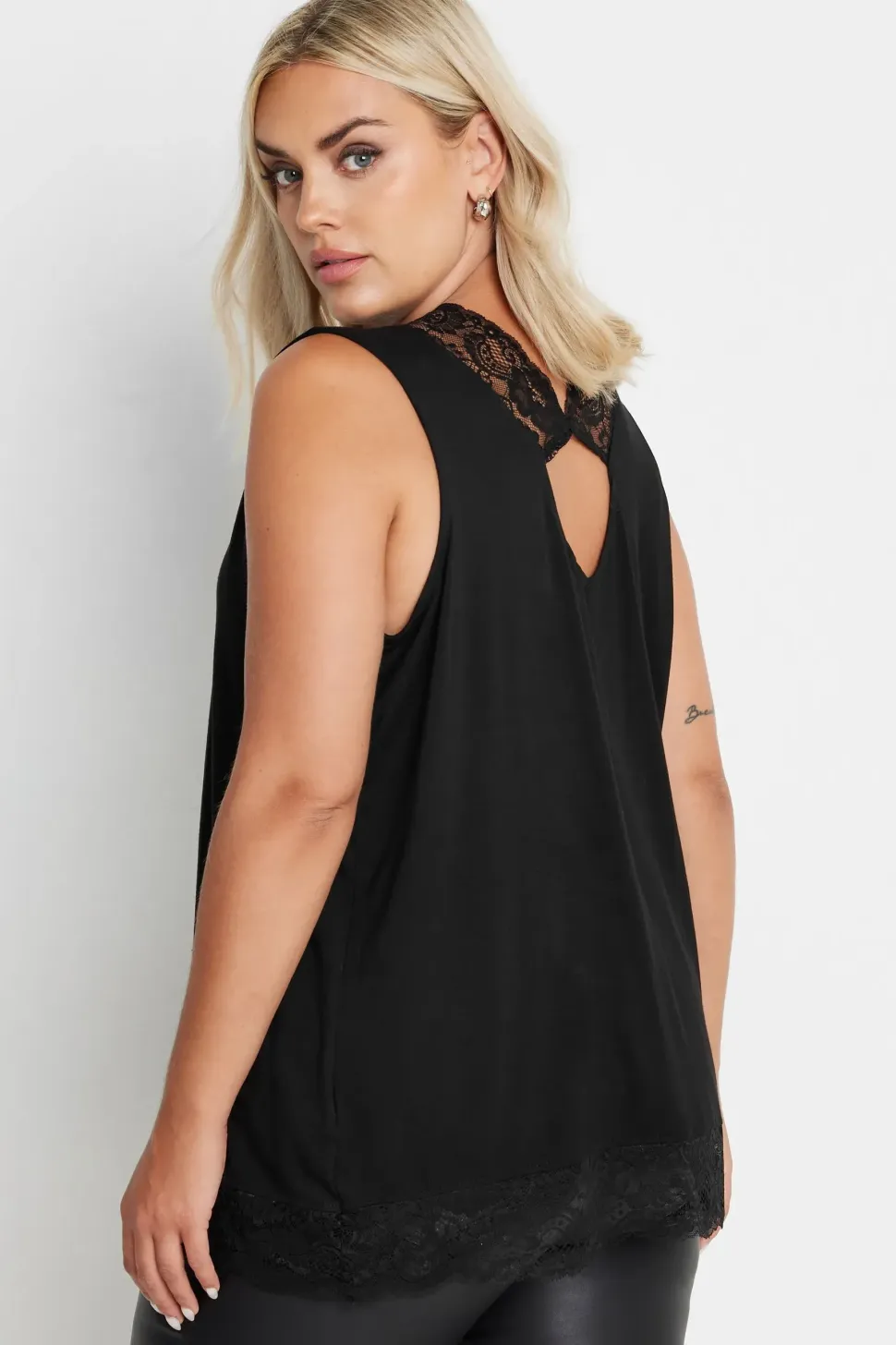 Lace Trim Keyhole Swing Vest Top