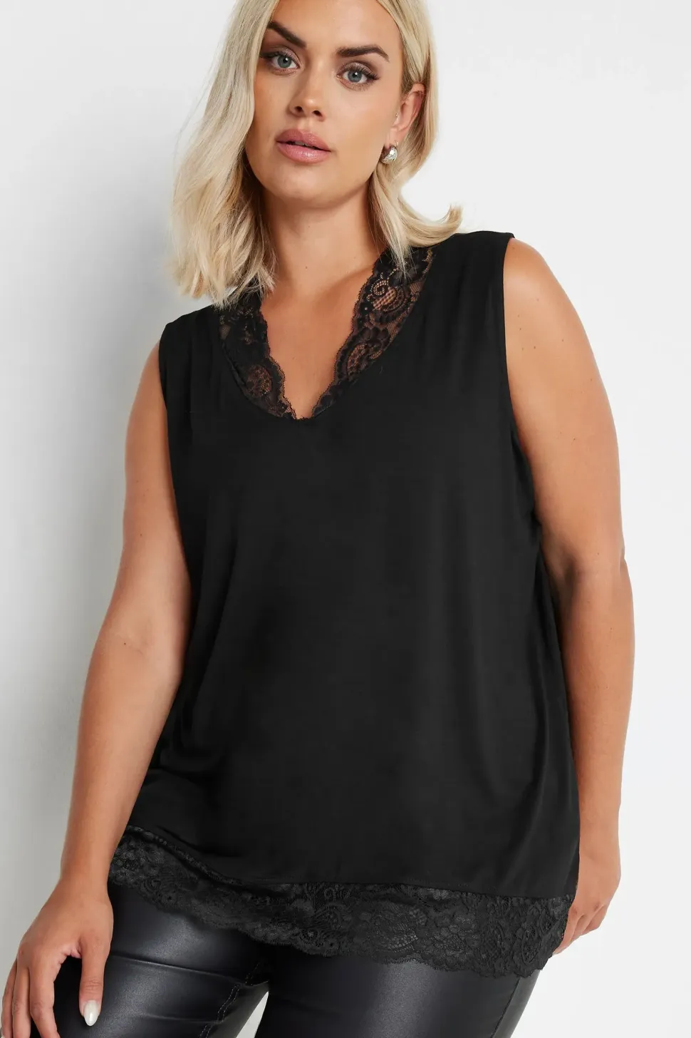 Lace Trim Keyhole Swing Vest Top