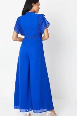 Lace Trim Placement Print Jumpsuit