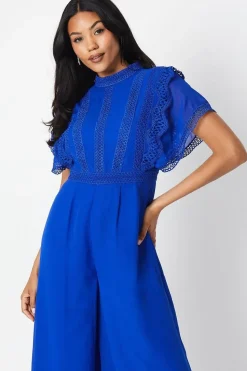 Lace Trim Placement Print Jumpsuit