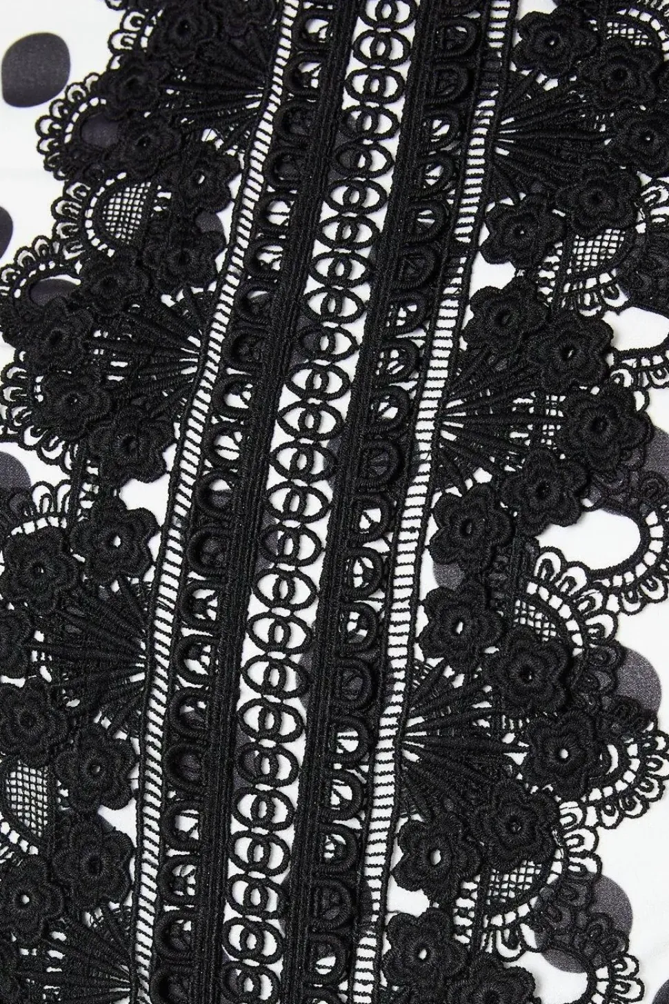 Lace Trim Polkadot Jumpsuit With Pleated Leg