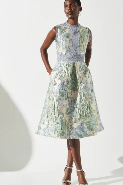 Lace Trim Sleeveless Skater Dress