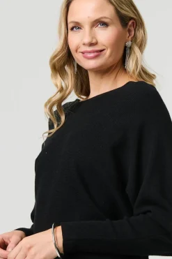Lace Trim V-Back Boat Neck Jumper Top