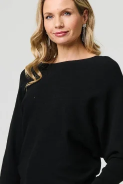Lace Trim V-Back Boat Neck Jumper Top