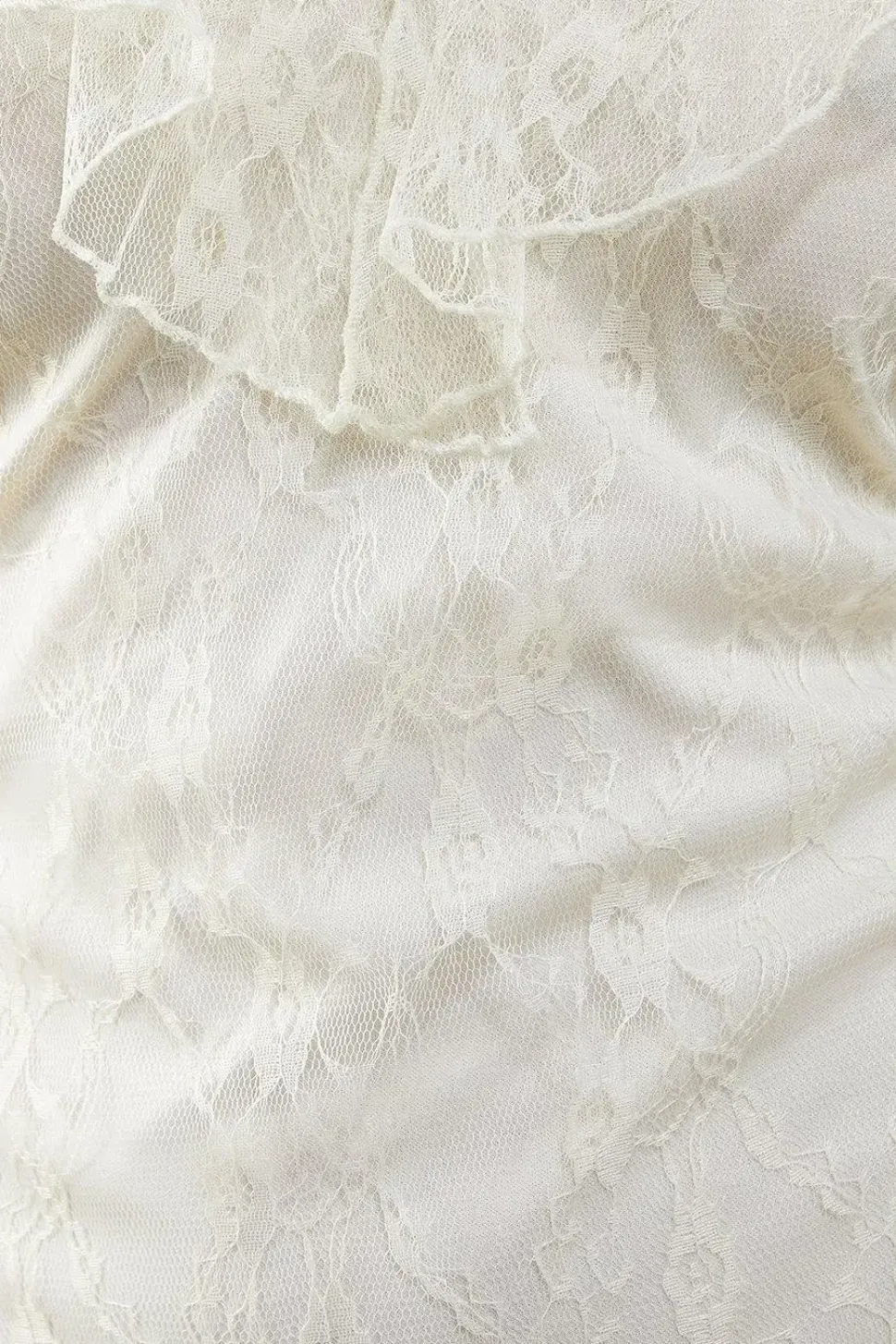Lace V Neck Ruffle Midi Dress